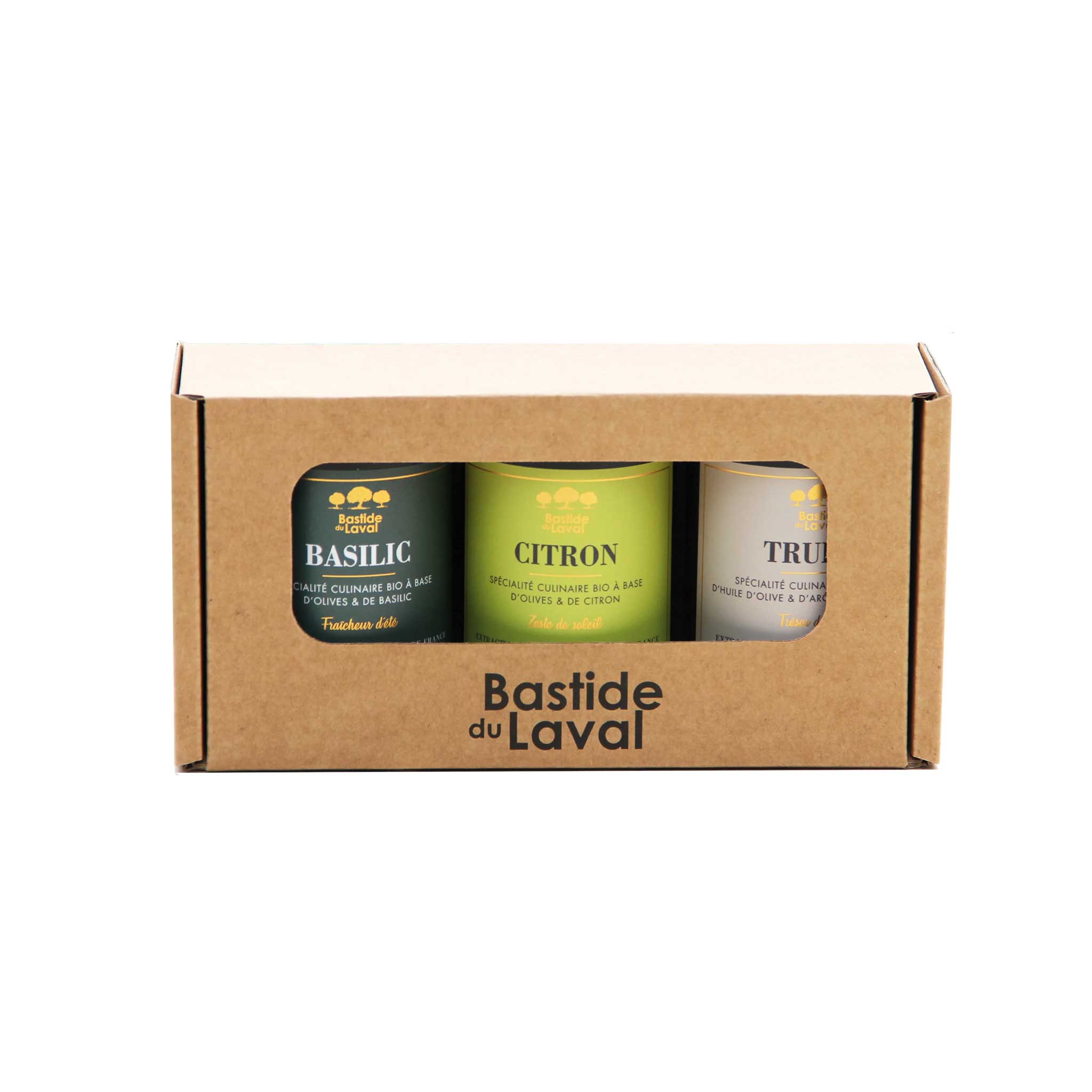 Three bottles of olive oil