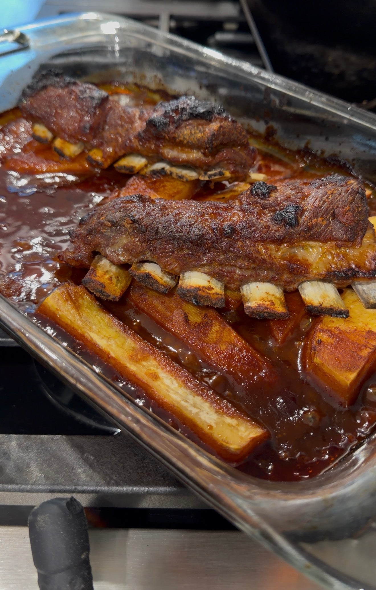 Kosher Lamb Riblets in Gochujang Sauce with yams