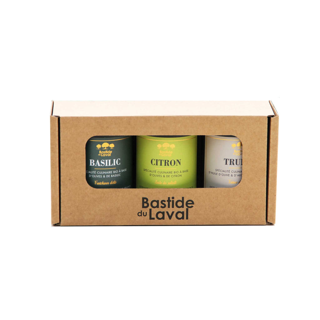 Three bottles of olive oil