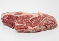 Kosher Wagyu Chuck Eye Steak with intense marbling available at Chu's Meat Market.