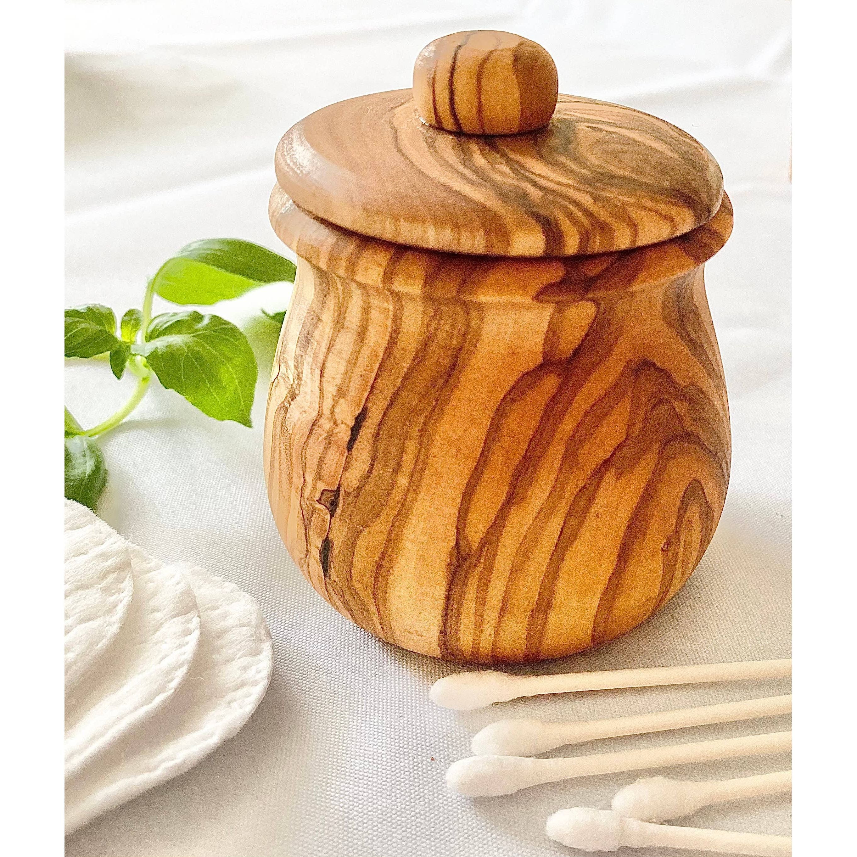 Natural OliveWood - small  Olive Wood Jar with lip and lid