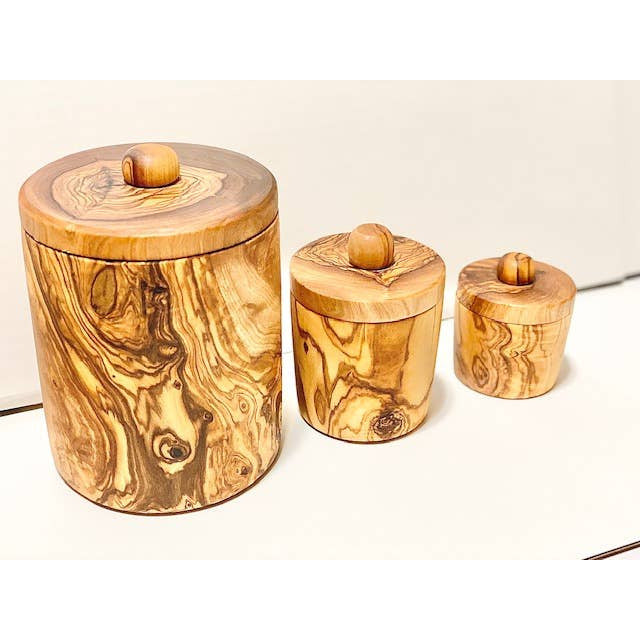 Olive Wood Spice Jars - med